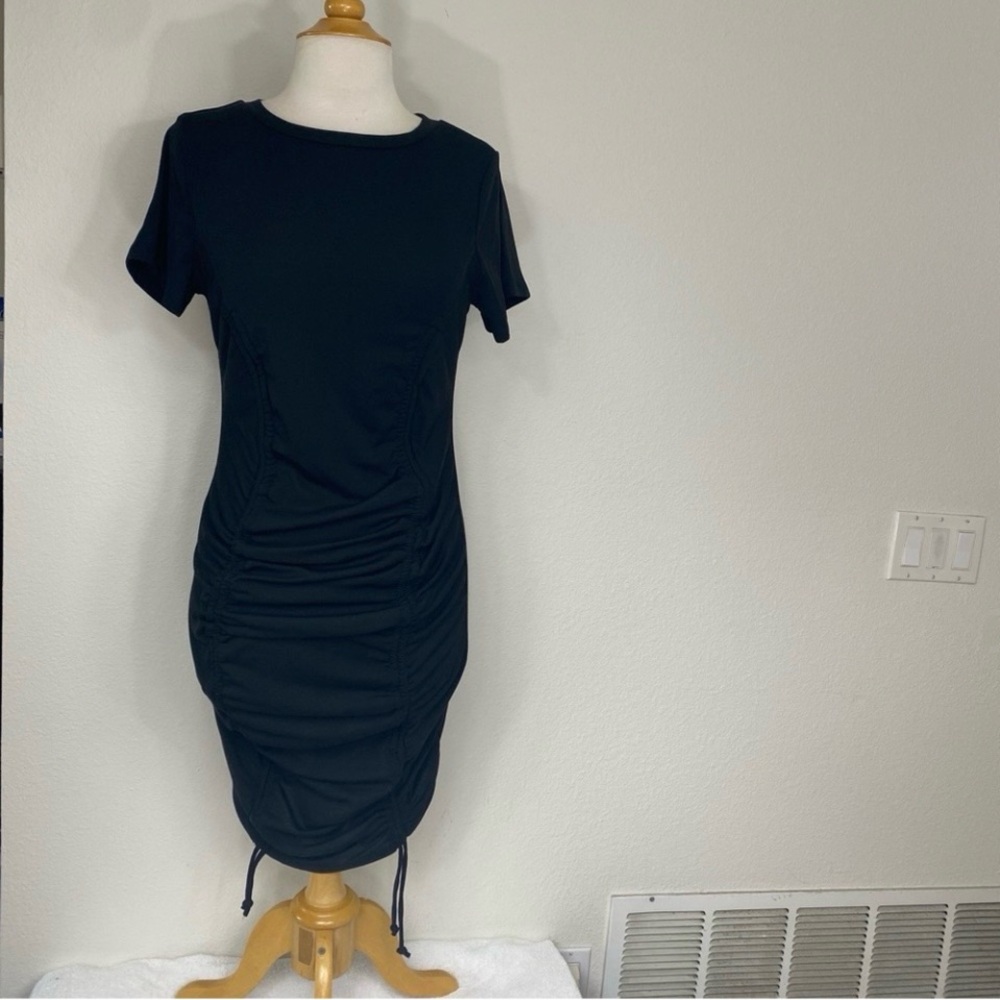 Talent Women's Black Crew Short Sleeve Ruche Dress Size 1X Casual Streetwear